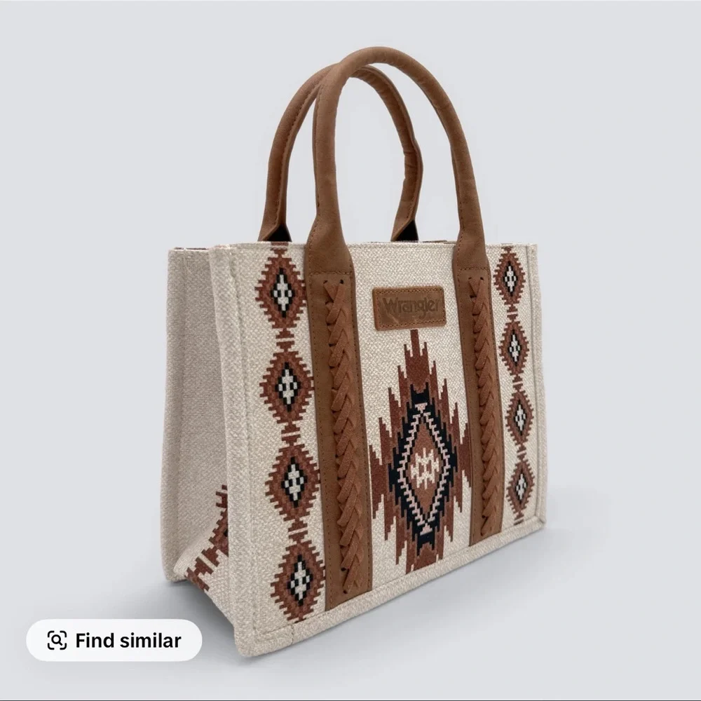 Wrangler western print tote bag structured purse brown tan country girl - Picture 3 of 11